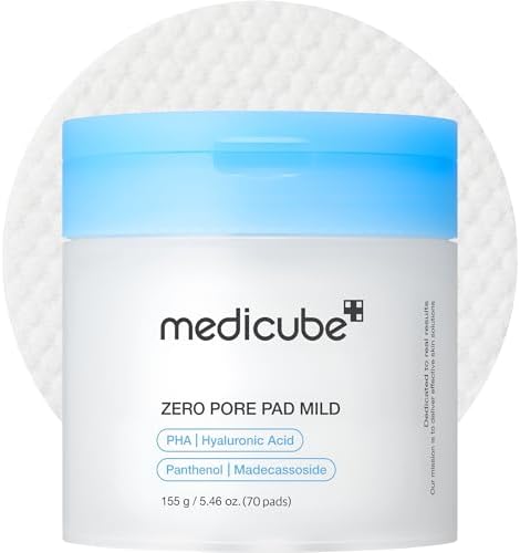 medicube Toner Pads Zero Pore Pad Mild 2.0 for Gentle Exfoliating | Gentle Calming Toner Pads for Pore Refining & Blackhead Removal with PHA - All Skin Types, Korean Skin Care, 70 Pads, 1 Pack