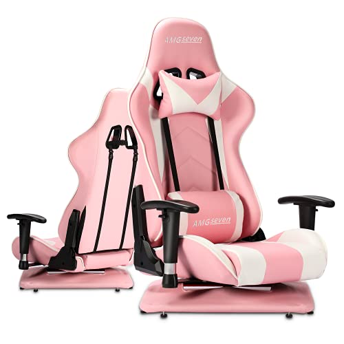 AMGseven ゲーミングチェア 座椅子 ゲーミング座椅子 360°回転座面 175度リクライニング 2D可動肘 ヘッドレスト ランバーサポート付き ハイバック PUレザー ゲームチェア AMG-YZ01 (ピンク・ホワイト) AMGseven ゲーミングチェア 座椅子 ゲーミング座椅子 360°回転座面 175度リクライニング 2D可動肘 ヘッドレスト ランバーサポート付き ハイバック PUレザー ゲームチェア AMG-YZ01 (ピンク・ホワイト)