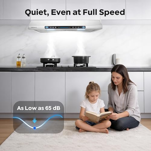 30 Inch Under Cabinet Range Hood |550 CFM Kitchen Vent Hood with Touch & Gesture Control | 3-Speed Quiet Operation | Stainless Steel with LED Lights, Ducted/Ductless convertible — view 3