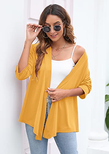 Image of Heymoments Women's Lightweight Open Front Cardigans 3 /4 Sleeve Casual Soft Drape Fall Cardigan S-2XL