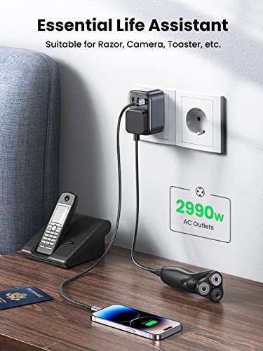 UGREEN UK to European Plug Adapter PD 30W Travel Adapter with USB C GaN Fast 4-in-1 Travel Plugs UK to EU for Germany France Spain Iceland Greece Poland Portugal Austria Netherlands Turkey - Image 3