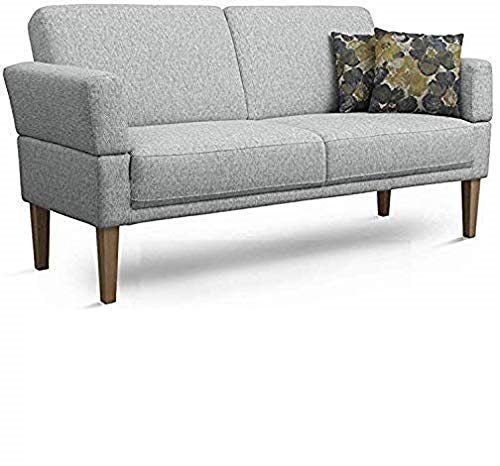Cavadore 3-Sitzer Sofa Femarn mit Federkern / Küchensofa für Esszimmer oder Küche / 190 x 98 x 81 / Strukturstoff Hellgrau