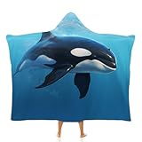 Lorolivier Ocean Fish Manta con Capucha Suave Y Cálida, Terciopelo Ártico Manta De Franela para Acurrucarse Manta Ultra Suave Manta con Capucha para Aire Acondicionado,60'x80'