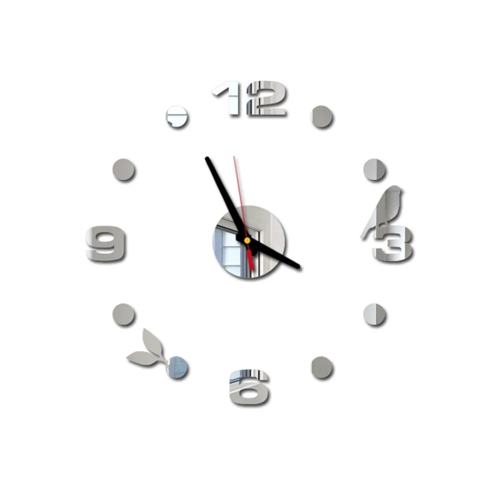 VFDVSWZSA Stylish wall clock, 3D DIY Digital Wall Sticker Clock Small Fresh Home Decoration Mural Decal Simple(Silver)