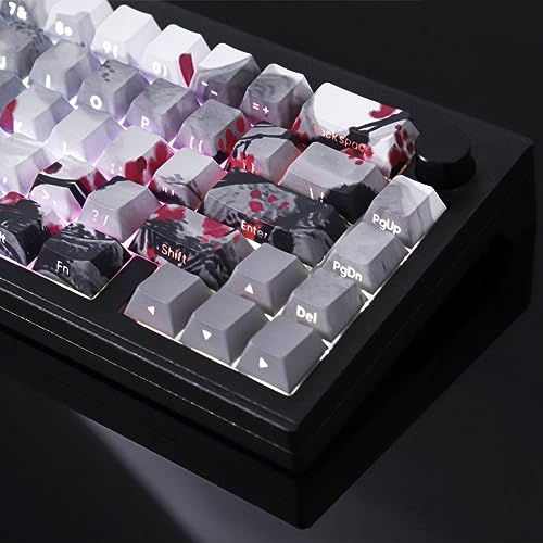 Image of Tsungup PBT Keycaps - Side Printed Keycap Set,135 Keys Double Shot Shine Through Landscape Painting Custom Keycaps,Cherry Profile Keyboard Key caps for Cherry MX Switches Mechanical Keyboards