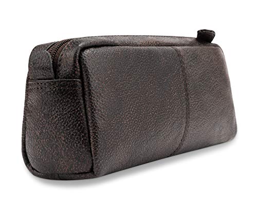 Image of LEABAGS Fort Wayne Genuine Buffalo Leather Pencil case I Vintage Pen Holder I Small Pencil case, Merlot, One Size, Casual
