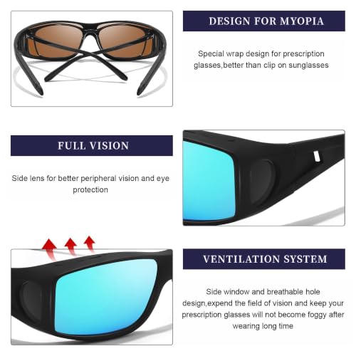 Image of IGnaef Polarized Fit Over Sunglasses for Men UV Protection, Wrap Around Shades for Fishing Driving