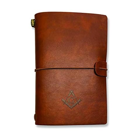 Square & Compass Masonic Leather Journal - [Brown] Cover
