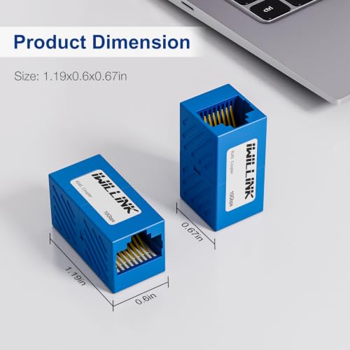 Image of iwillink RJ45 Coupler Ethernet Connector, Female to Female, 50 Pack, Blue | Extender Adapter, For Cat7 Cat6 Cat5e Cat5 Ethernet Cable Female Connector