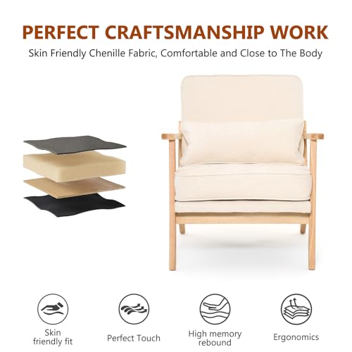 Sillón Plegable Chenille Beige miniatura 3