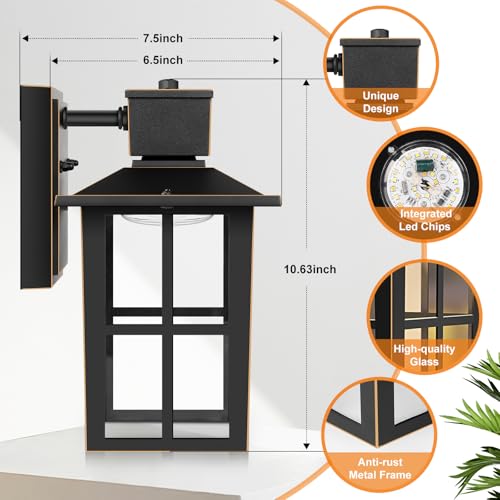 Image of Brightever Outdoor Wall Lantern, 10W LED Exterior Waterproof WallSconce Light Fixture, 3000K /4000K /6500K Selectable, 800LM High Brightness, Oil Rubbed Bronze Anti-Rust Wall Light for Yard, Entryway