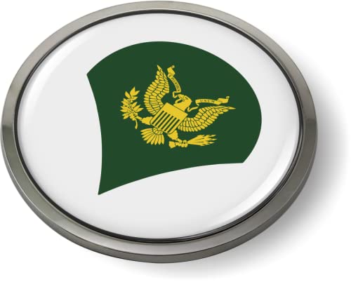 Image of US Army Rank Insignia CAR Emblem Chrome Metal Bezel - Specialist E-4 (SPC) | Official U.S. Army Licensed Product, 3D Domed, Enlisted Soldiers Badge, Sticker, made by BestLicensePlateFrames