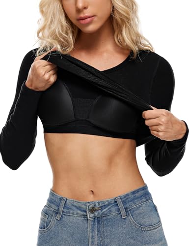 Wingslove Women's Long Sleeve Shirts Thermal Tops V Neck Built in Bra Cold Weather Fit Warm Base Layer Outfits2