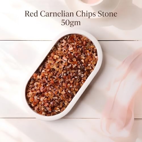 Image of Healing Crystal Chips for Vastu - Natural Red Carnelian Stone 50 Gm - Raw Rough Crystal Chips Dust for Reiki Healing Meditation