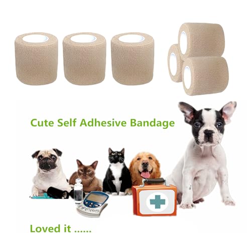 Baisunt BW01ASB7 6 Pack 2 Inches Cohesive Bandage Self Adhesive Wrap Elastic Self Adherent Vet Wrap Breathable Self Stick Tape For Wrist, Ankle, Sports, Tatoo Wrap thumb #5