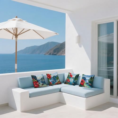 Housse de coussin rouge 35x35 en velours imperméable pour canapé - 6