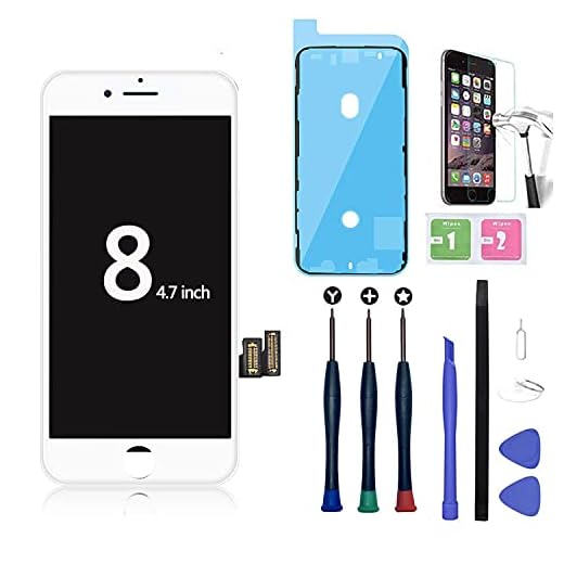 Xlhama New Display LCD Touch Screen Compatibile per iPhone 8 Vetro Schermo Bianca con Kit Smontaggio trasformazione Strumenti Lastra Adesivo Impermeabile Pre Tagliato di Vetro Temperato Adesivoc
