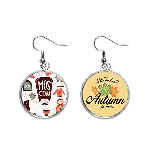 Ours marron boucles d'oreilles feuille d'automne pendentif folklore russe