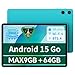 TECLAST 2026 Newest Tablets 10.1 Inch, P33 Android 15 Tablet, 9GB RAM 64GB ROM(TF 1TB), 6000mAh, WiFi 6 Android Tablets, 1280x800 IPS, Quad-Core, 2 Speaker|Type-C|BT5.0|Camera... Jack|GMS