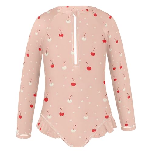 ALAZA Cherry Fruit Cute Girls One Piece Swimsuit Long Sleeve Rash Guard Swimsuits UV 50+ Swimwear Zipper2