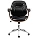 Flash Furniture Tansia Mid-Back Black LeatherSoft Executive Ergonomic Wood Swivel Office Chair with Arms