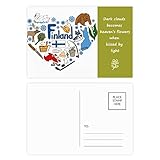 Größe: 14,6 cm x 9,8 cm. Postkarten-Set Finnland mit Herz-Motiv, Landscap-Flagge, 20 Stück