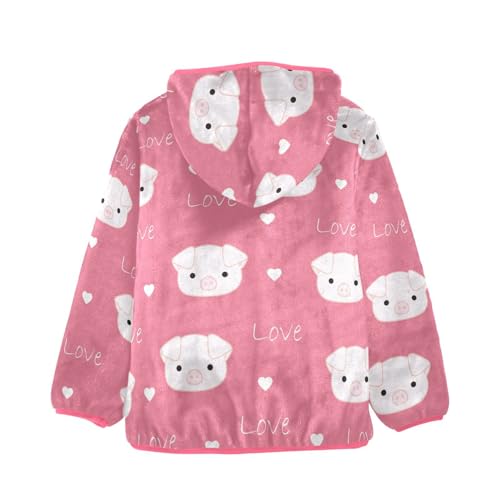 OTVEE Seamless Cute Pig Face Pink Love Kids Hoodie Jacket Fall Spring Full Zip Warm Outwear Coat2
