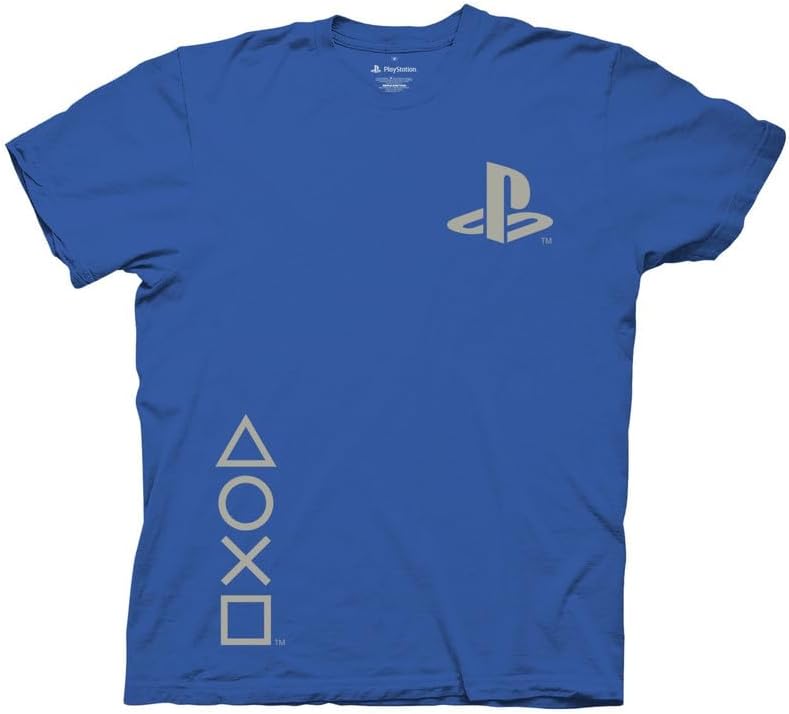 PlayStation Menโs Short Sleeve T-Shirt Iconic PS Graphic Logo Officially Licensed