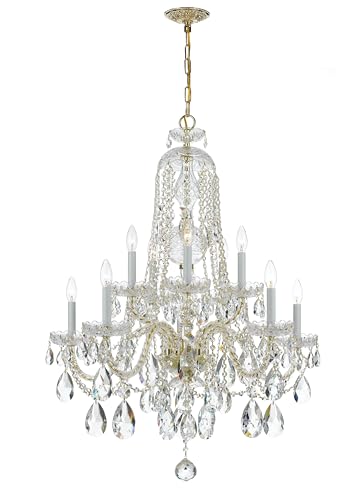 Crystorama Traditional Crystal 10 Light Spectra Crystal Polished Brass Chandelier