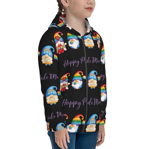 Lgbt Gnome Kid Hoodies Boys Zip Up Sweatshirts Girls Pullover with Pocket4
