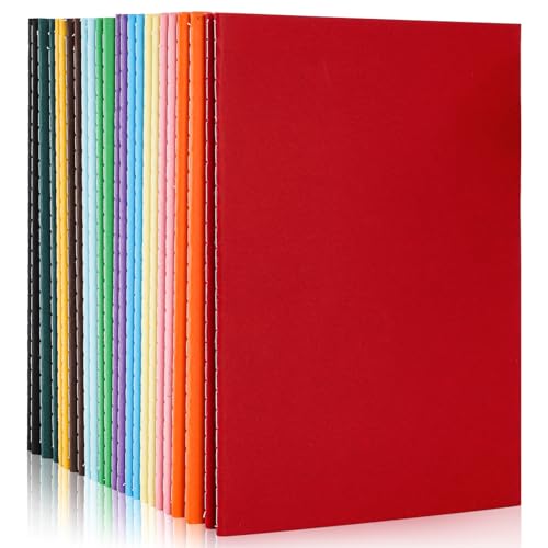 Okllen 24 Pack A5 Lined Notebooks, 60 Pages Each, 21×14CM Colorful Bulk Lined Travel Journal Set Kraft Cover Notebook for Office, Travelers, School, Gifts, 12 Mixed Colours