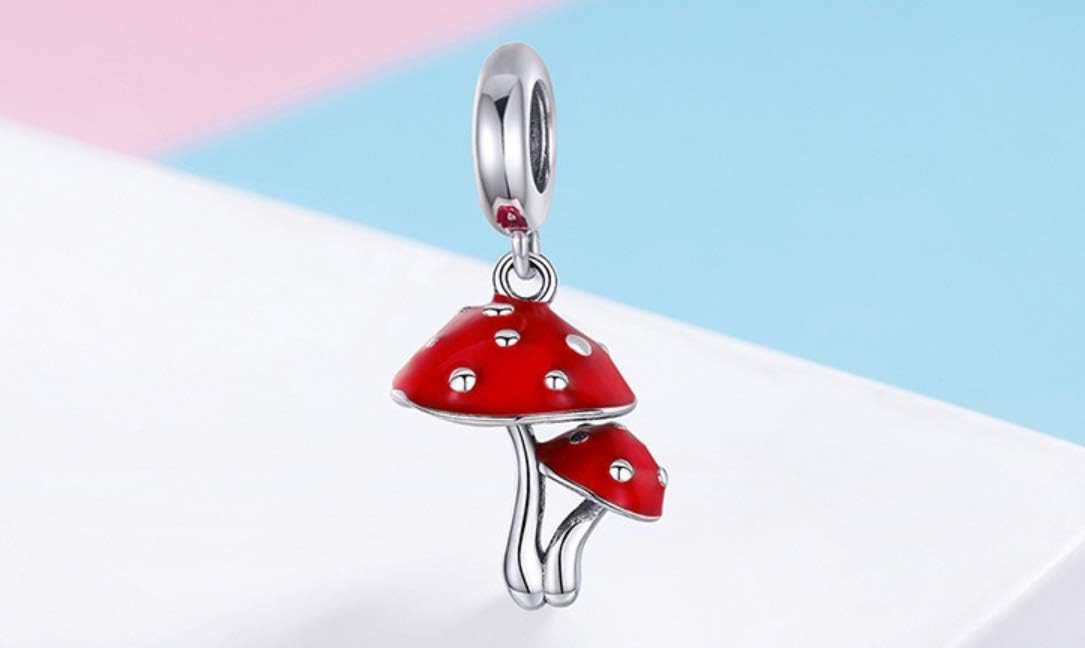 Helen de Lete Red Mushroom 925 Sterling Silver Collar Necklace
