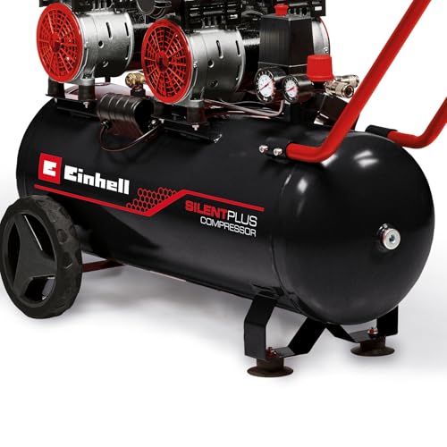 Einhell TE-AC 50 Silent Compressor Air (Whispering Compressor, 1500 W, Max. 8 Bar, Oil/Service Free Motor, 50 L Tank, Drain Screw, Safety Valve)