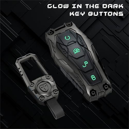 Image of STYLEOBJECT Waterproof Premium Luxury New Transformer Series Soft Silicon Car Key Shell with Keychain & Full Protection 3 Button Metal Smart Car Key Cover for BYD Atto 3, Seal & Sealion 7 Black