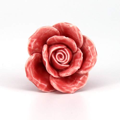 8xUnique Rose Flower Knobs Cabinet Drawer Pulls Dresser Cupboard Door Knobs Handle Furniture Hardware Kit Nursery Home Decor - (Color: Red)