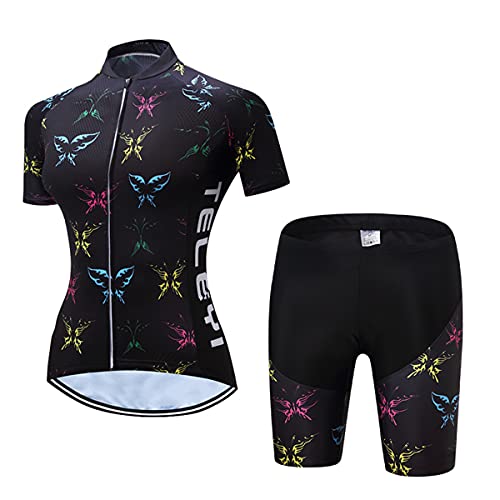 Damen Radtrikot Set Trägerhose Anzüge Sommer Rennrad Kleidung, Cc6361, 48