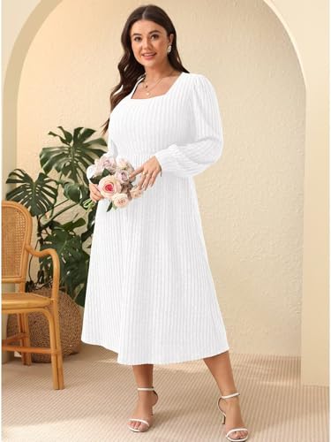 BELAROI Plus Size Dresses for Curvy Women Maxi Sweater Dress Long Sleeve Midi Fall Winter Outfits Lighweight Square Neck3