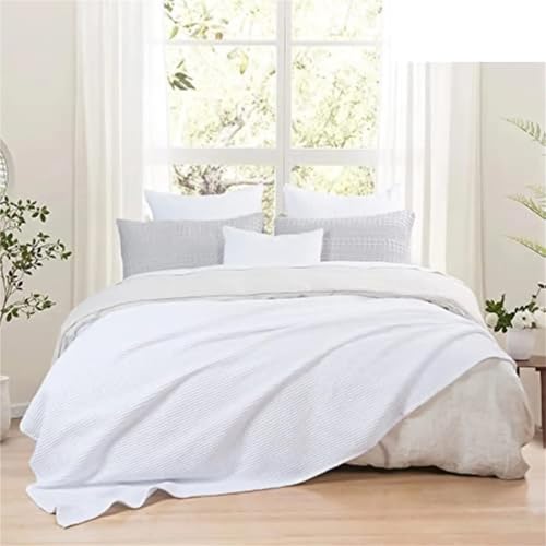 Manta de tejido gofre de algodón lavada y ligera para sofá cama 4