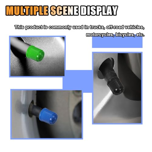 20PCS Tire Valve Stem Caps, Tire Valve Dust Caps Air Caps Cover with O Rubber Seal, Corrosion Resistant Auto Accessories Universal Stem Covers for Trucks Motorcycles Bicycles SUVs (Colorful) - Thumbnail 3