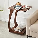 COZYMATIC Emerson - Mesa auxiliar de madera maciza con ruedas rodantes,