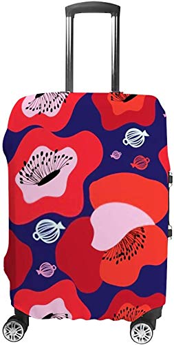 Housse de valise lavable à motif fleurs rouges pour protection bagage