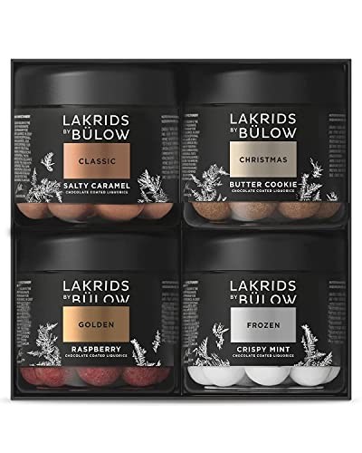 LAKRIDS BY BÜLOW - Winter Geschenkbox - 4x125g - Classic (Salty Caramel) + Golden (Raspberry) + Christmas (Butter Cookie) + Frozen (Crispy Mint) - Gourmet Lakritze in hochwertiger Geschenkbox Cover