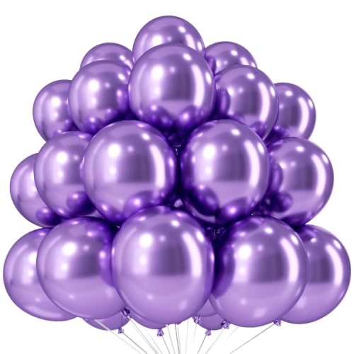 Image of Metallic Purple Balloons, 12 Inch Chrome Purple Latex Party Balloon