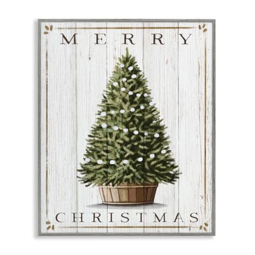 Stupell Industries 'Merry Christmas Country Tree', Framed Giclee Art, Gray, 11 x 14 Inches, Easy to Hang and Sturdy, Made in USA, by Elizabeth Tyndall