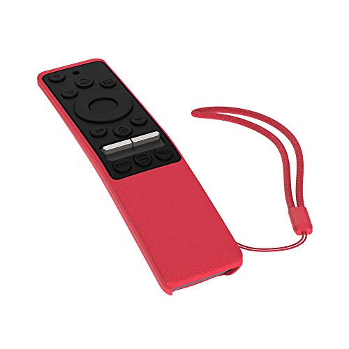 Image of Oboe Sikai Silicone Case Compatible with Samsung BN59-01312A QLED 8K 4K Smart TV Remote Shockproof Full Wrap Protective Remote Cover Skin-Friendly Anti-Slip Anti-Lost with Remote Loop (Red-Black)
