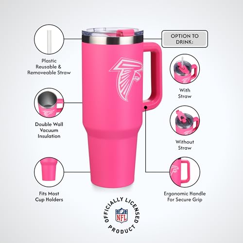Image of The Memory Company Officially Licensed NFL - Atlanta Falcons 40oz Pink Game Day Tumbler with Team Logo