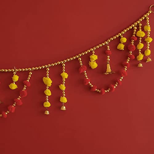 Image of Handmade Door Hanging Round Moti Style Bandarwal Toran (TMR-04) -Diwali New Year Inauguration Wedding Festival Home Decor Pooja (40 Inch X 6 Inch)