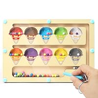 Magnetisches Farb und Zahlenlabyrinth Spielzeug, Magnetspiel Labyrinth Spielzeug, Zahlen Farben Lernen Sortierspiel, Magnete Motorikspielzeug, Holzspielzeug Zahlen für Kinder ab 3 Jahren