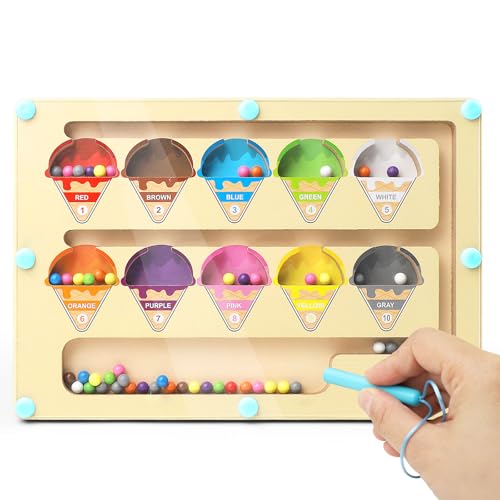 Juegos divertidos de madera para contar con imanes y laberinto de clasificación