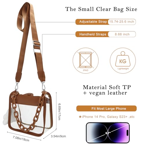 Image of Clear Bag Stadium Approved, Small Crossbody Bag for Concerts Sports Events, Clear Clutch Purses for Women